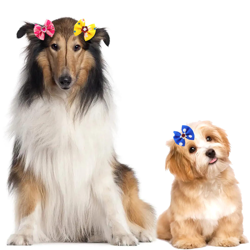 Petbuy 40PCS (20 Paris) Dog Bows Cute Puppy Dog Small Bowknot Hair Bows with Rubber Bands Small Dog Hair Bowknot Pet Hair Accessories Pet Grooming Accessories for Party Christmas Birthday - BeesActive Australia