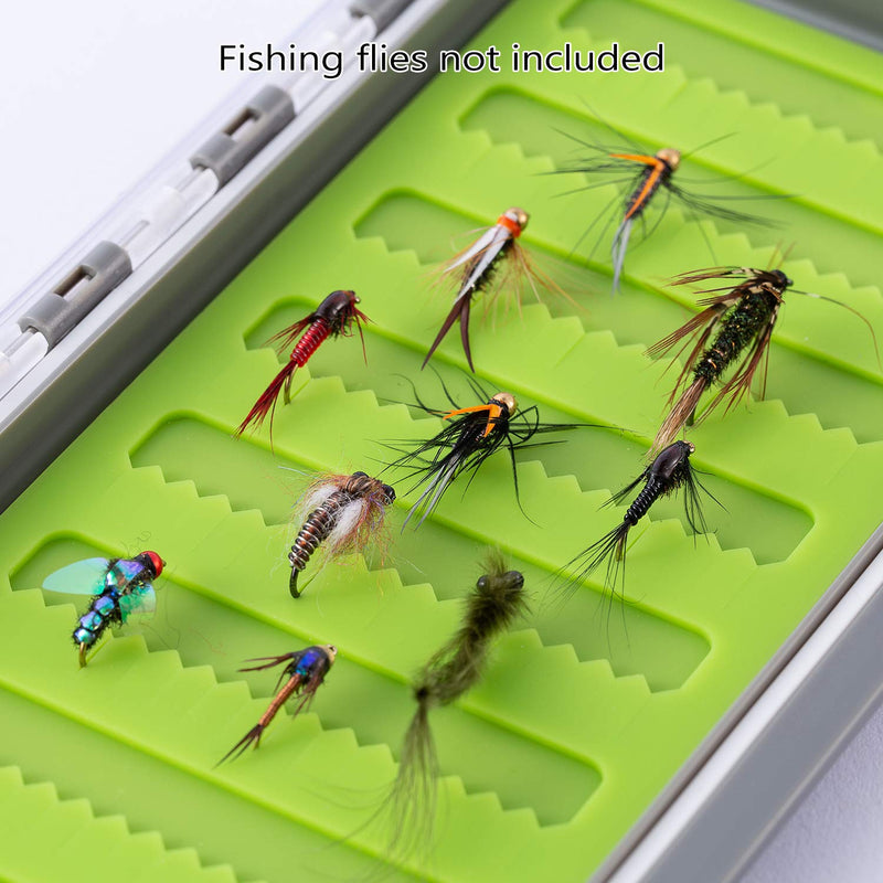 [AUSTRALIA] - Bassdash Waterproof Fly Box Single Side Fishing Flies Storage with Foam/Silicone Slits Insert Type 6 - 132 Silicone Slits 7.4”x4.1”x0.7” 
