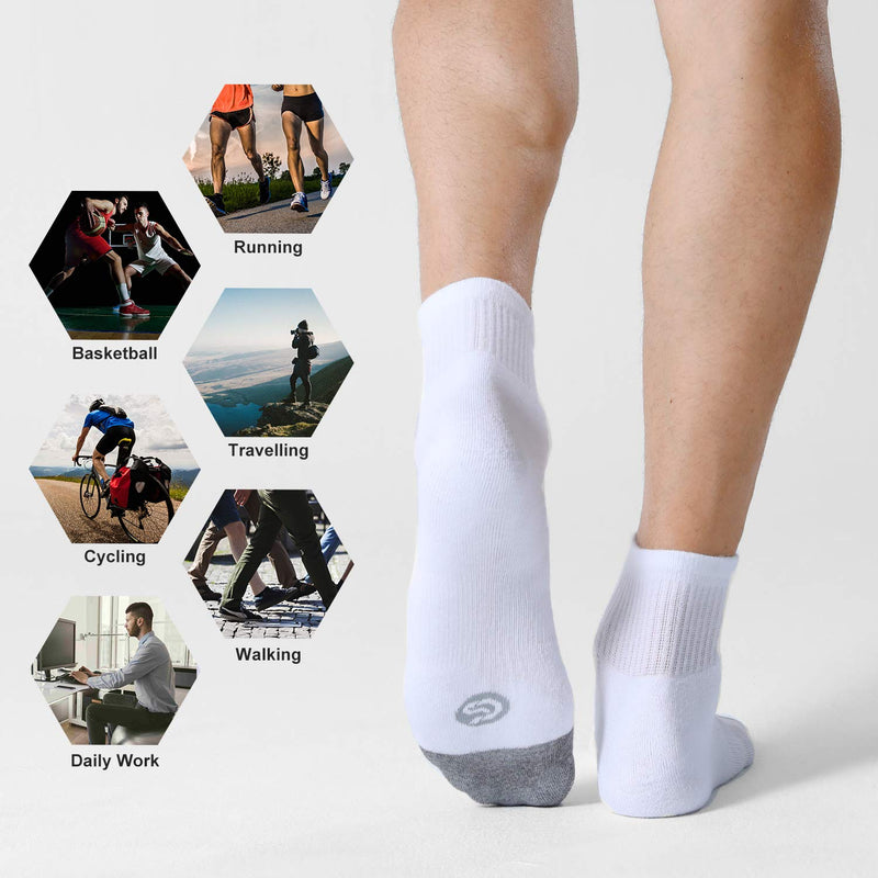 CelerSport 6 Pack Men's Ankle Socks with Cushion Athletic Running Socks White 12-15 - BeesActive Australia