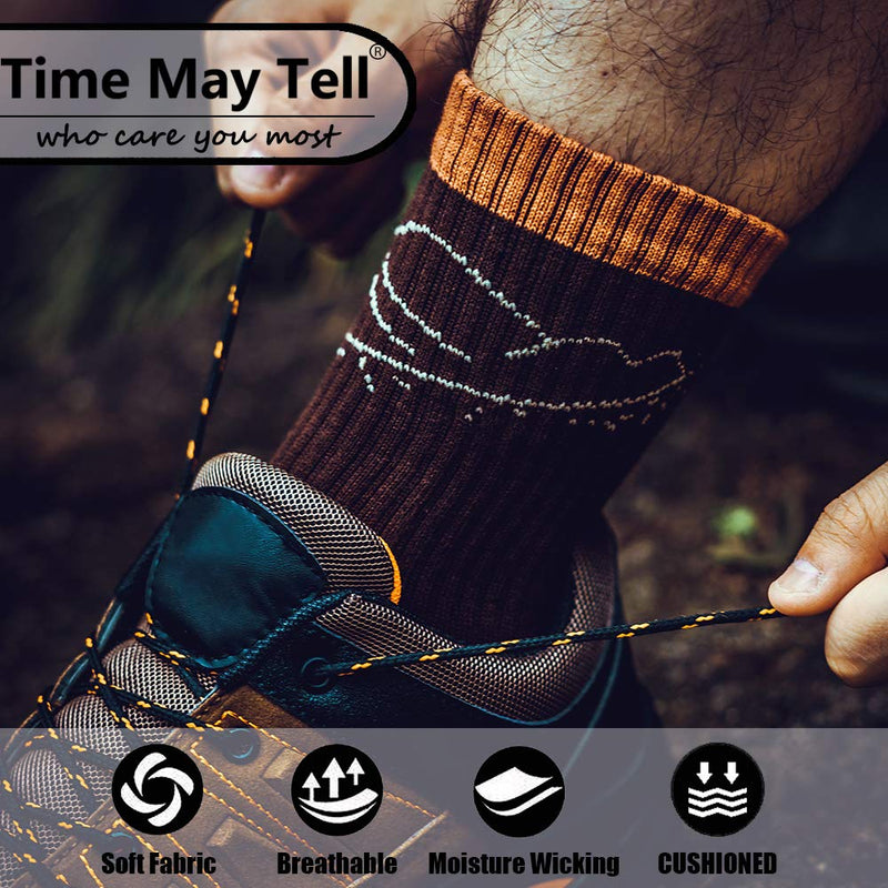 Time May Tell Mens Hiking Socks Moisture Wicking Cushion Crew Socks for Terkking,Outdoor Sports,Performance 2/4 Pack 9-12 Black,blue,brown - BeesActive Australia