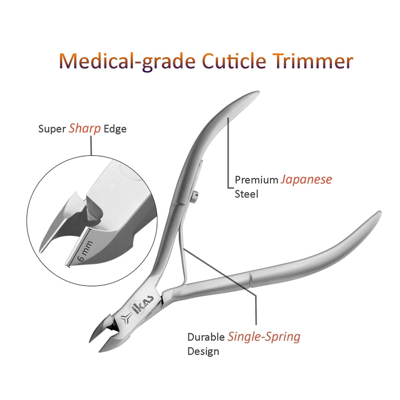 Cuticle Trimmer with Cuticle Pusher and Nail Nippers Set of 5 -IKAS-Japanese Steel-Ergonomic Handle Design Durable Manicure Set for Finger and Toenails - BeesActive Australia