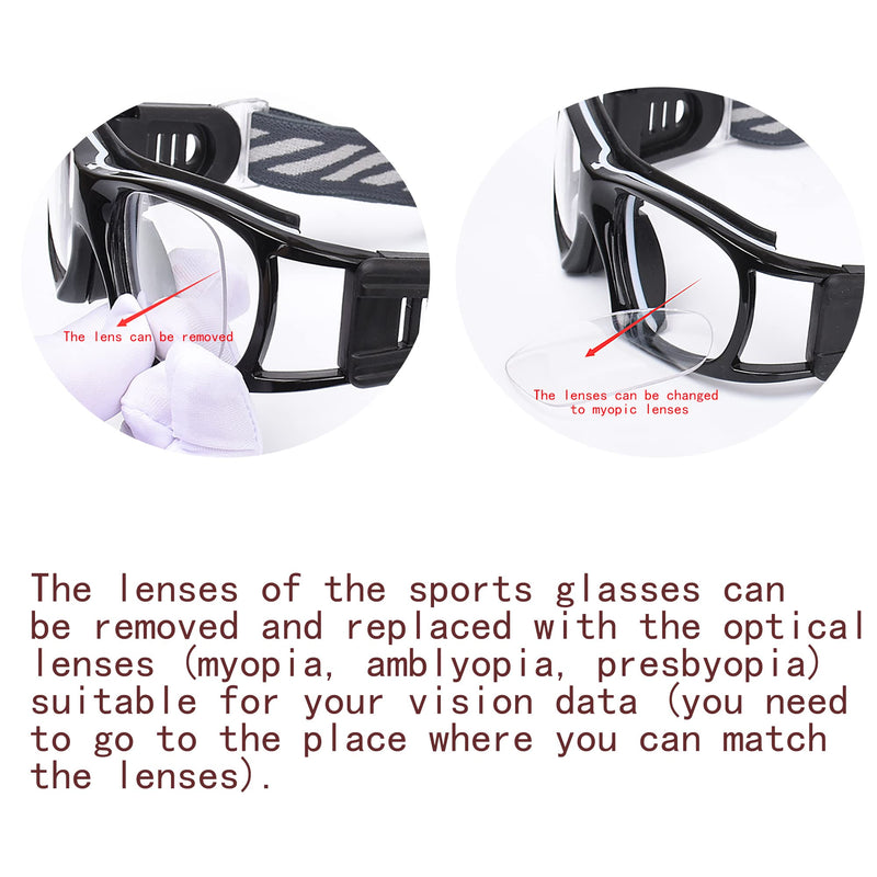 Kids Sports Goggles Glasses Basketball Soccer Football Sports Protective Eyewear Safety Goggles Anti-fog Lens Replaceable Black Frame Grey Pad - BeesActive Australia