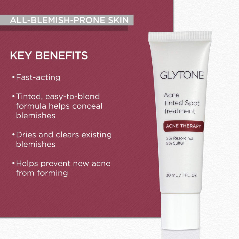 Glytone Acne Tinted Spot Treatment with 8% Sulfur, 2% Resorcinol, Tinted Cream Formula to Conceal Blemishes, Oil-Free, Non-Comedogenic, 1 oz. - BeesActive Australia