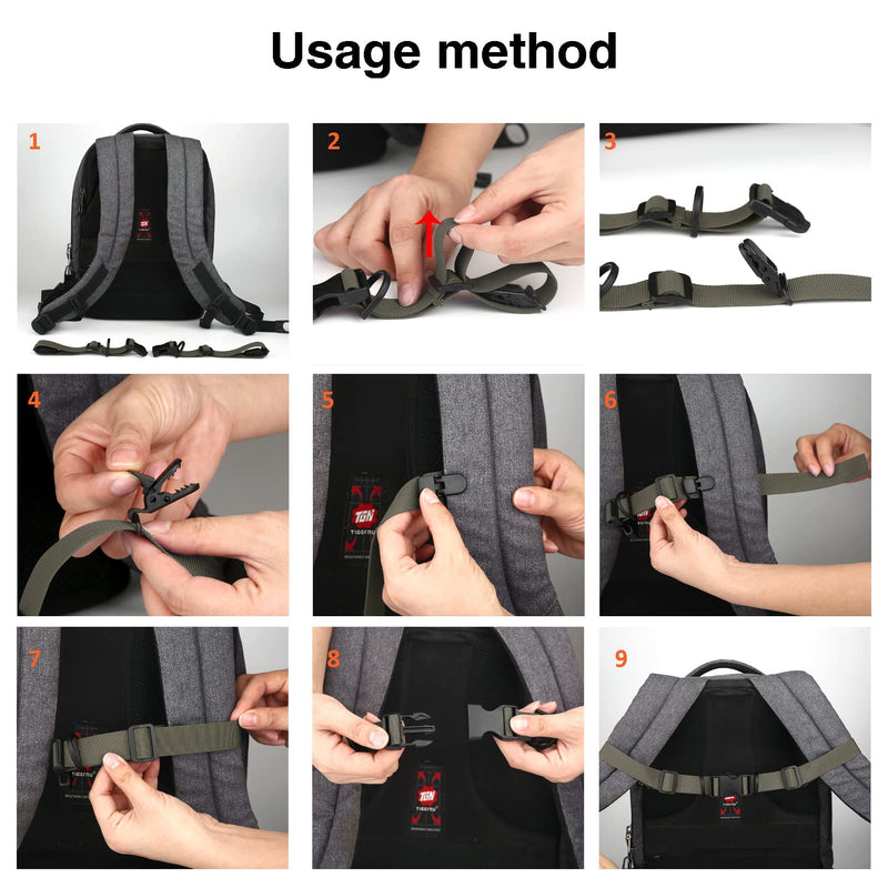 2 Pcs Adjustable Backpack Sternum Straps Chest Belt Hardness Strap with Anti-slip Fixed Clips and Quick Release Buckles for Camping Hiking Jogging(2 Pack /Army green) Army Green - BeesActive Australia
