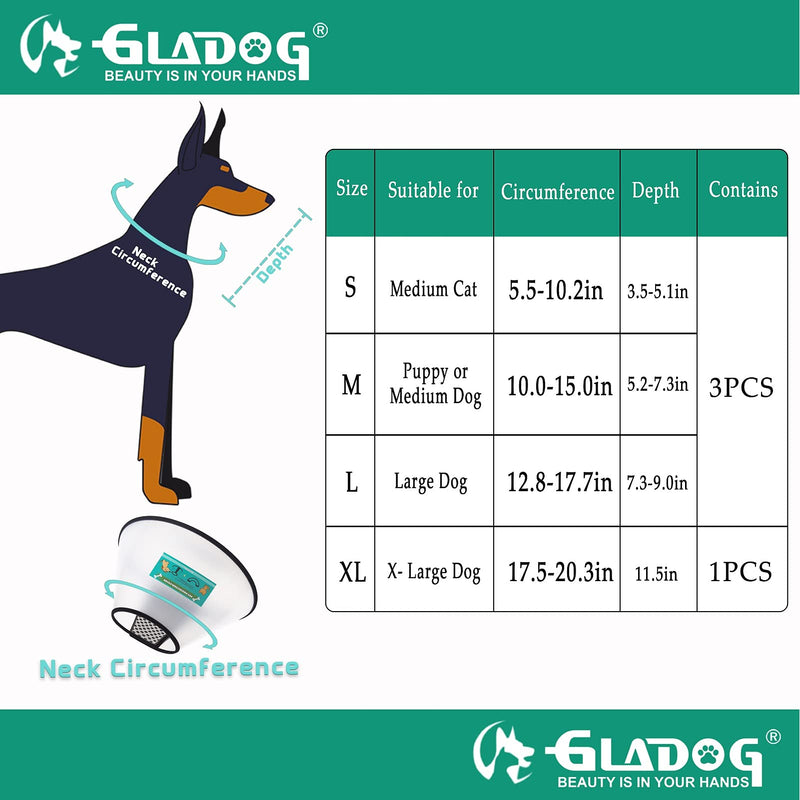GLADOG Soft Dog Cone Collar, 3 PCS (Except XL Size) Flexible Plastic Cone for Dogs After Surgery, Dog Recovery Collar, Adjustable E-Collar for Large/Medium/Small Dogs Cat, Comfy Elizabethan Collar XL（X-Large Dog） - BeesActive Australia