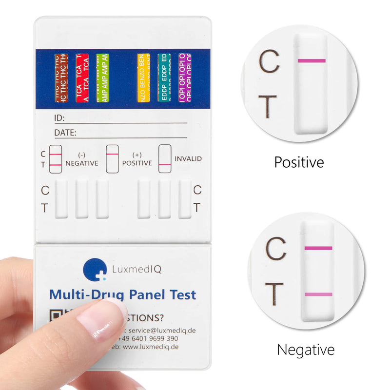 LuxmedIQ Multi Drug Test 12-in-1 - Professional Urine Drug Testing Kit for All Drugs - Cocaine, Opiates, Cannabis, Amphetamines, Ecstasy, Methamphetamine, Methadone and 5 More Common Drugs - Dip Card - BeesActive Australia