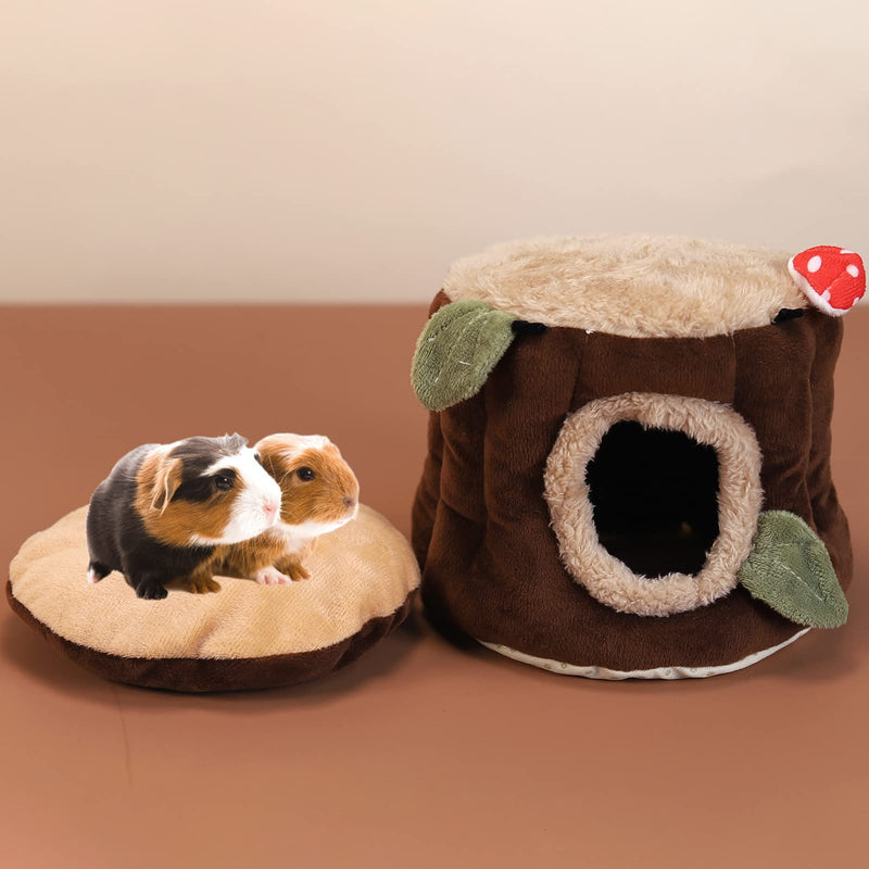 LeerKing Guinea Pig Bed, Cozy Hamster Guinea Pig Hideout House Cage Stuff Accessories for Rat, Bearded Dragon, Chinchilla, Ferett, Hedgehod, Rabbit Large Brown - BeesActive Australia