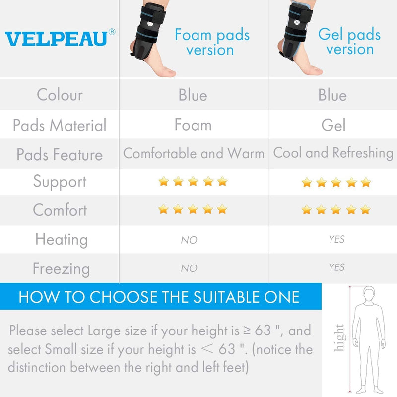 VELPEAU Ankle Brace - Stirrup Ankle Splint - Adjustable Rigid Stabilizer for Sprains, Tendonitis, Post-Op Cast Support and Injury Protection for Women and Men (Gel Pads, Small - Left Foot) Gel Pads-Left Foot Small (Pack of 1) - BeesActive Australia
