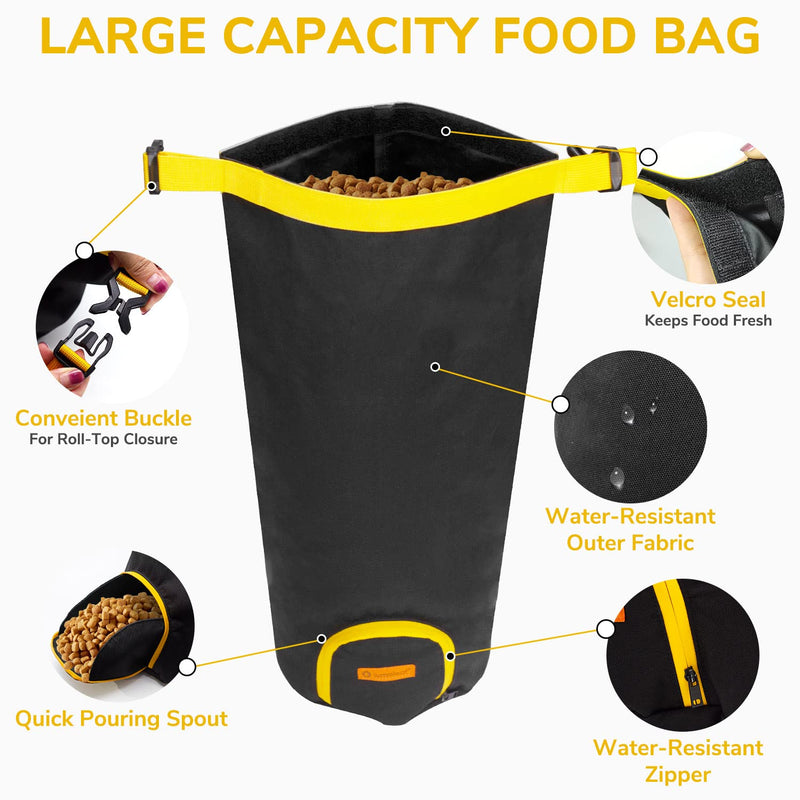 LumoLeaf Dog Food Travel Bag Extra Large with Collapsible Dog Bowls, Portable Food Storage Container, Foldable Travel Dog Bowls for Camping, Road Trip, Hiking Gear Accessories, Max 40 Cups Food Bag and Bowl Set - BeesActive Australia
