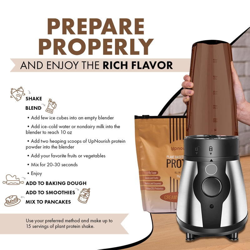 UpNourish Plant-Based Protein Meal Replacement Shake! Keto, Vegan-Friendly Lifestyles. Gluten & Dairy-Free Smoothie with Essential Vitamins, Minerals, and Low Carbs - Chocolate, 15 Servings Creamy Chocolate - BeesActive Australia