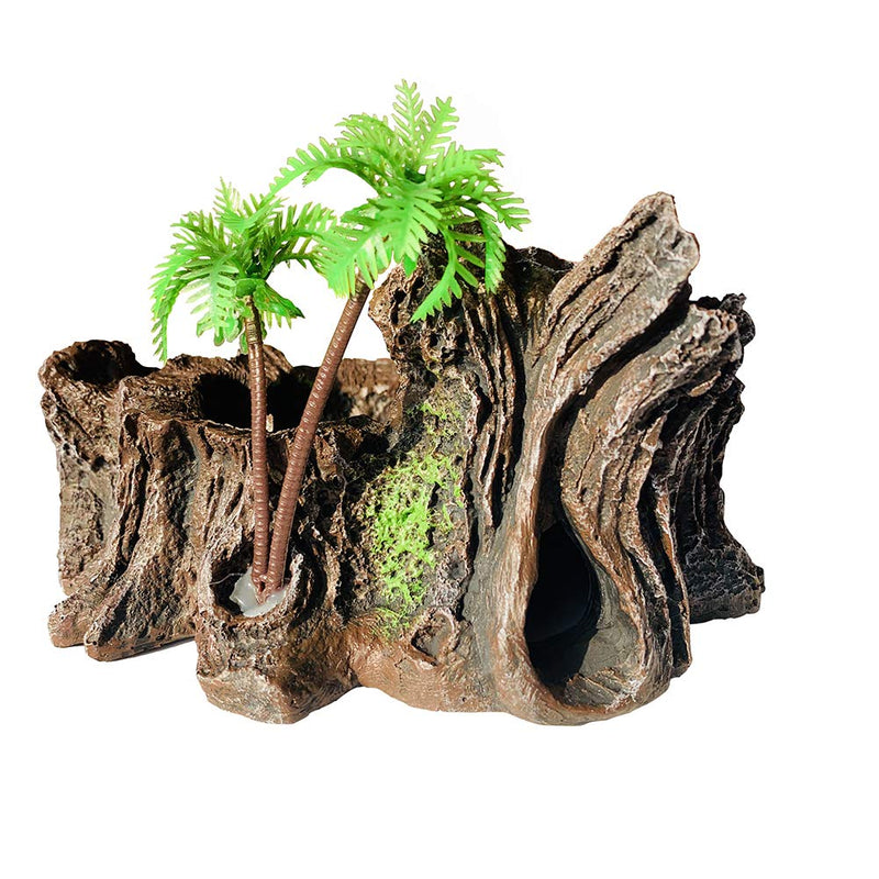 PINVNBY Resin Reptile Platform Artificial Tree Trunk Reptile Tank Decor Food Water Dish Bowl for Bearded Dragon,Lizard, Gecko, Water Frog,Snake - BeesActive Australia