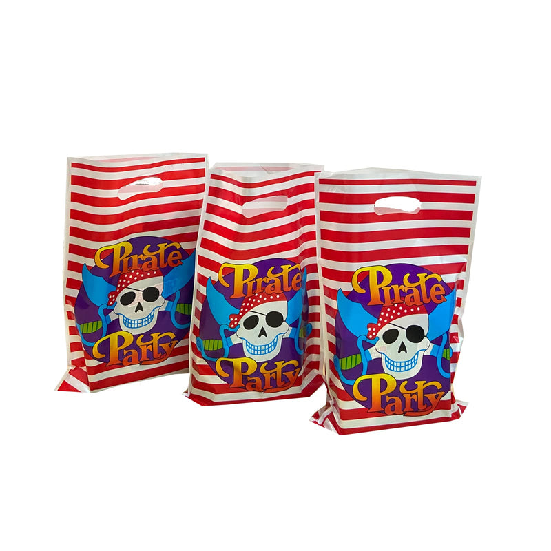 LYST 30PCS Pirate Gift Bags Treat Candy Bags Pirate Goodies Bags Red and White Stripe Plastic Bags for Nautical or Pirate Themed Party Party Favors - BeesActive Australia