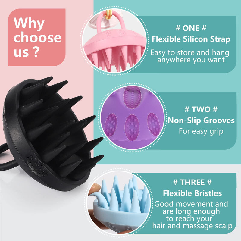 Sofmild 100% Silicone Scalp Massager Shampoo Brush, Scalp Scrubber Scalp Brush with Soft Silicone Bristles, Wet Dry Head Scrubber/Exfoliator for Dandruff Removal, Hair Growth & Scalp Care, Pink Orchid Pink - BeesActive Australia