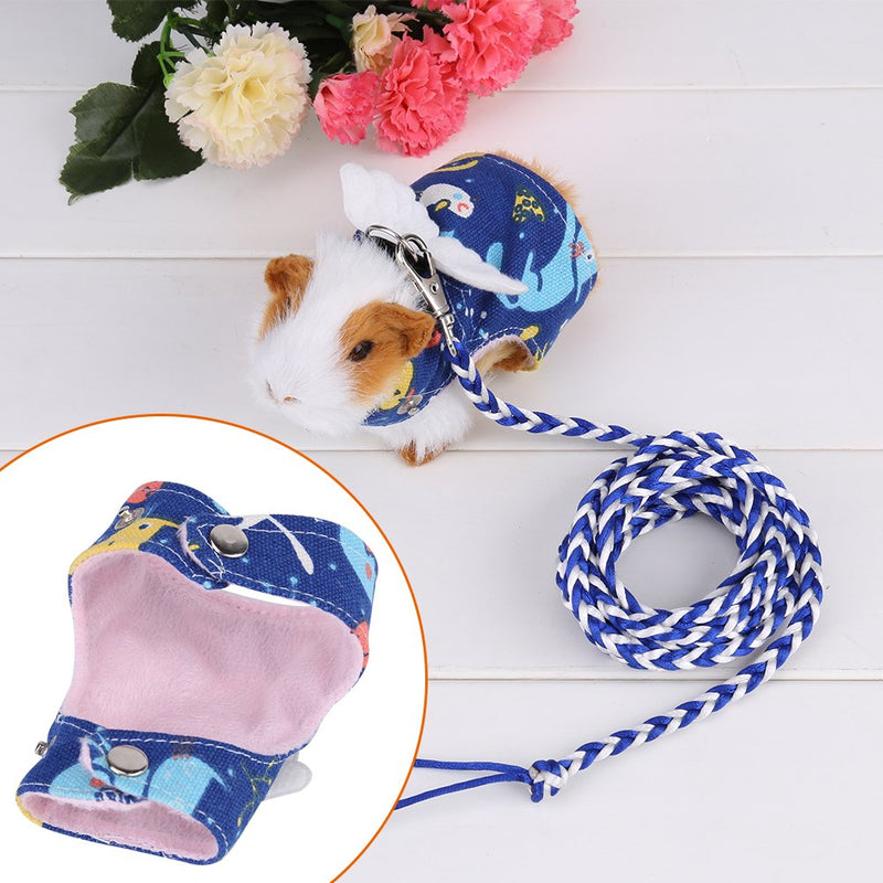 Squirrel Harness, Adjustable Cute Angle Wings Comfort Harness Vest Clothes with Leash Hamster Gerbil Rat Mouse Ferret Chinchilla Small Animal Walking Toy (Light Blue) - BeesActive Australia