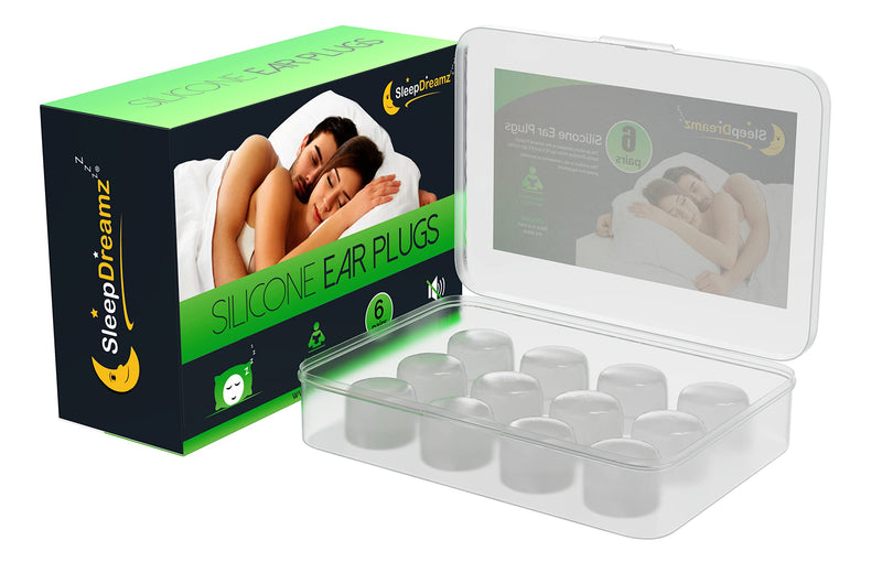 Silicone Ear Plugs for Sleeping – 6 Pairs of Noise Cancelling Ear Plugs – Offering Snoring Relief & Protection from Other Loud Noises, with Our Sleep Ear Plugs - UK Brand, SleepDreamz® White 12 Count (Pack of 1) - BeesActive Australia