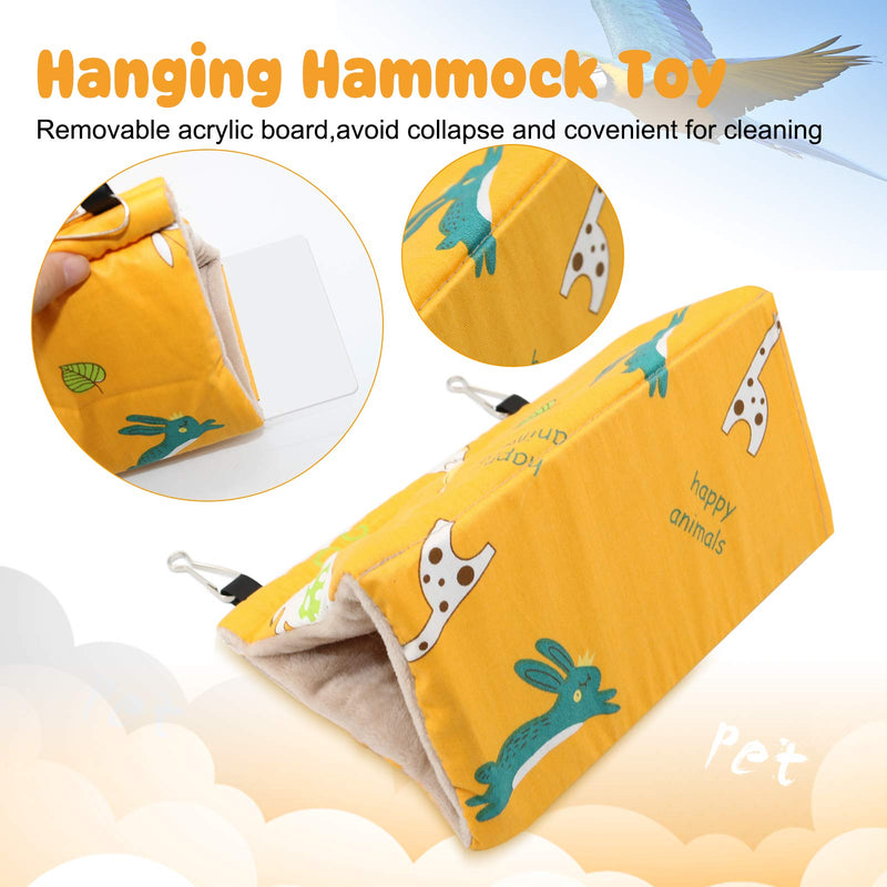Rypet Winter Warm Bird Nest House - Hanging Hammock Velvet Shed Hut Cage Plush Fluffy Birds Hideaway Sleeping Bed Fuzzy for Parrot Parakeet Cockatiels Budgies Lovebird African Grey Medium (Pack of 1) Yellow - BeesActive Australia
