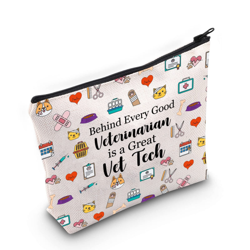 ZJXHPO Vet Tech Survival Kit Behind Every Good Veterinarian Is A Great Vet Tech Makeup Bag With Zipper Vet Tech Appreciation Gift (Vet Tech) - BeesActive Australia