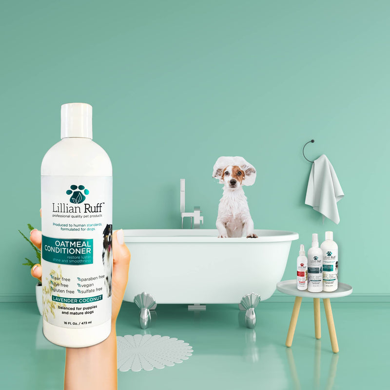 Lillian Ruff Calming Oatmeal Pet Conditioner for Dry Skin & Itch Relief with Aloe & Hydrating Essential Oils - Replenish Moisture & Deodorize - Soothing Conditioning for Normal/Sensitive Skin 16 oz. - BeesActive Australia