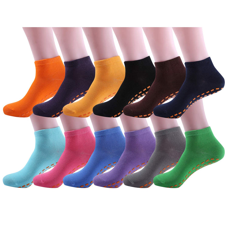 12 Pairs Non Slip Yoga Socks for Women Anti-Skid Gripper Socks Slipper Socks for Pilates Ballet Barre Yoga Multi Color/12 Pairs - BeesActive Australia