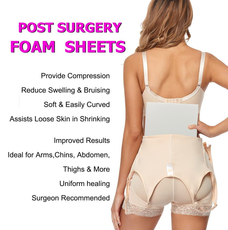 4 Pack Lipo Foam Post-surgical Ab Board Flattening Abdominal Compression Board for using with Post Liposuction Surgery Compression Garments Foam pads for Recovery 8"X11" White - BeesActive Australia