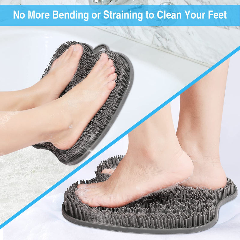 HONYIN Larger Shower Foot Scrubber, Foot Cleaner Massager Mat with Non-Slip Suction Cups - Cleans, Exfoliation, Massages Your Feet Without Bending, Foot Circulation & Relieve Tired Feet Gray - BeesActive Australia