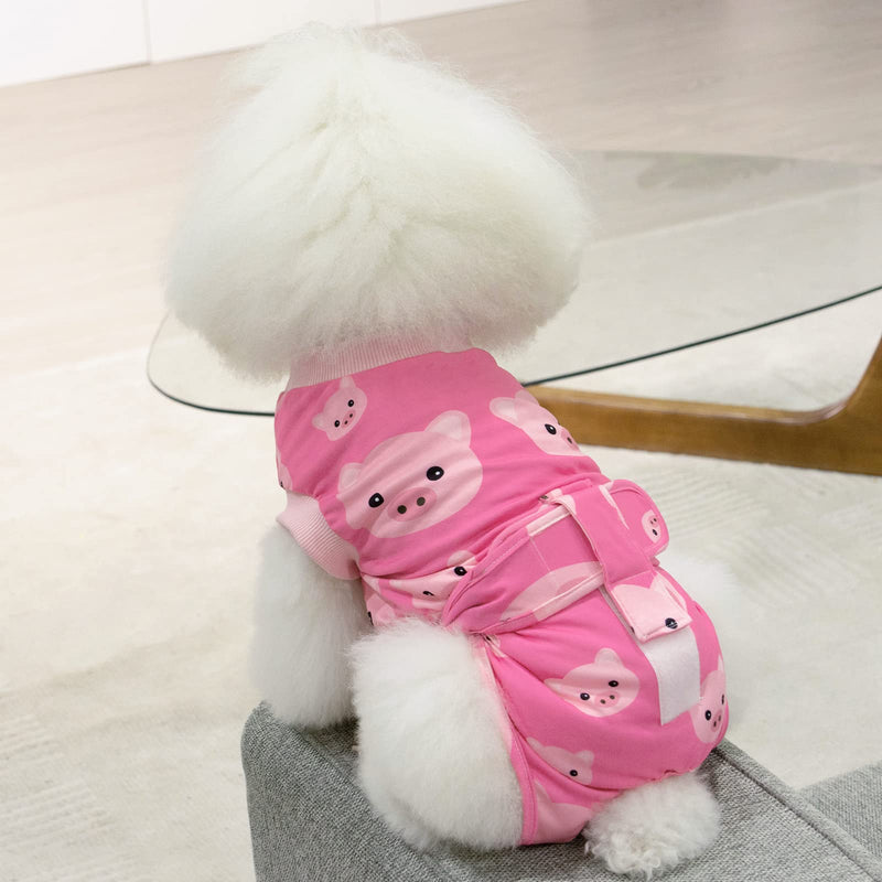 CuteBone Dog Surgery Recovery Suit Cat Surgical Onesie Female Body Suits Male Prevent Pet from Licking Wounds S Pink pig - BeesActive Australia