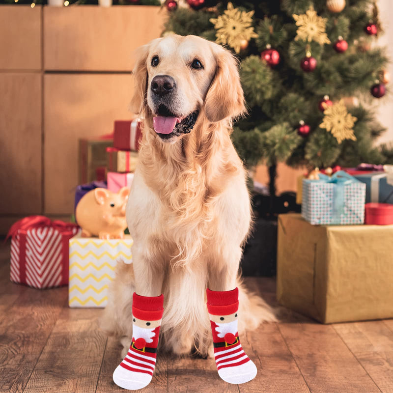 Rypet 2 Pairs Christmas Dog Socks Non Slip Dog Grip Socks with Adjustable Straps Traction Control for Indoor & Hardwood Floor, Pet Paw Protector for Small Medium Large Dogs L (2 Pairs) - BeesActive Australia