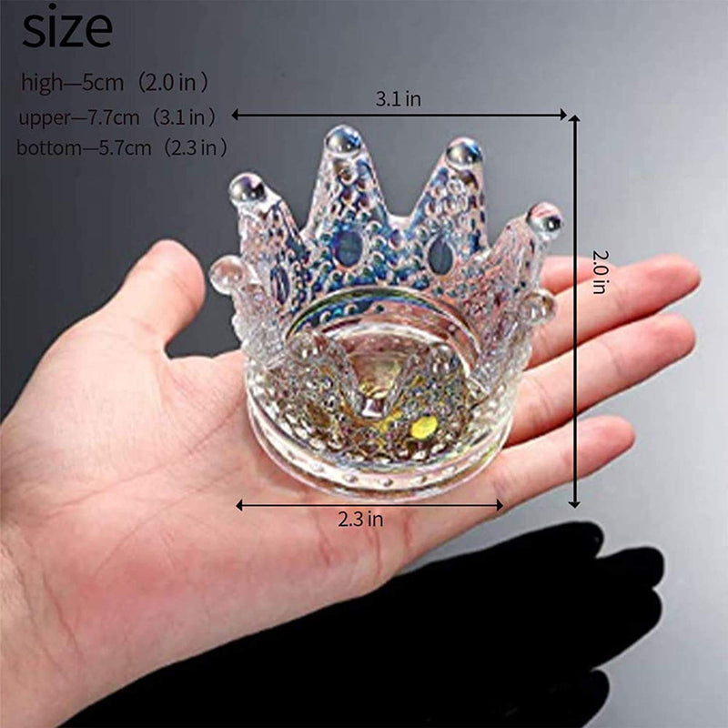 2PCS Nail Art Dappen Dish 2 in 1 Glass Dish for Nail Acrylic Liquid Powder–Nail Crystal Bowl/Glass Nails Cup/Nails Pen Holder, Crown Nails Glass Dish, Colorful Laser - BeesActive Australia