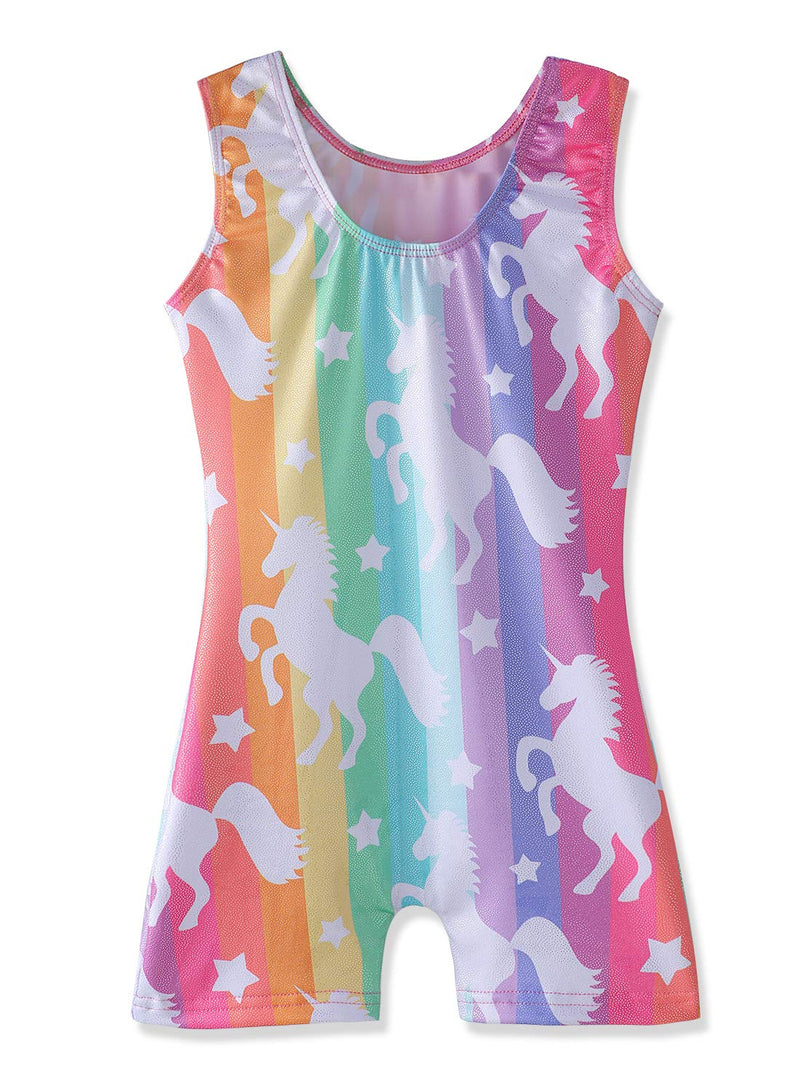 Leotards for Girls Gymnastics Unicorn Mermaid Rainbow Cupcake Dinosaur Sparkle Biketard 2-10 Years 4-5T A Stripes - BeesActive Australia