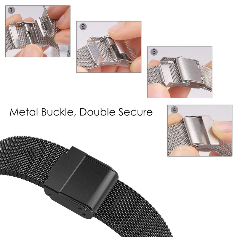 ViCRiOR Band Compatible with Garmin Forerunner 35, Mesh Woven Stainless Steel Replacement Bracelet Bands Strap Wrist Band for Garmin Forerunner 35, Black - BeesActive Australia
