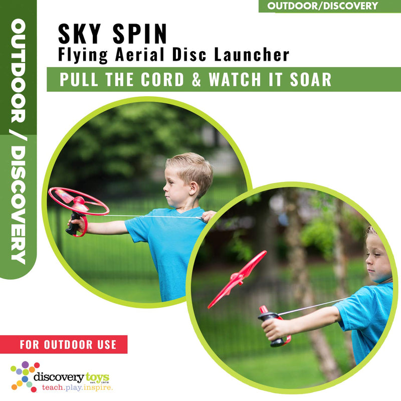 [AUSTRALIA] - Discovery Toys Sky Spin Flying Aerial Disc Launcher | 2 Large Wings Kid-Powered Learning | STEM Toy Early Childhood Development 6 Years and Up Original 