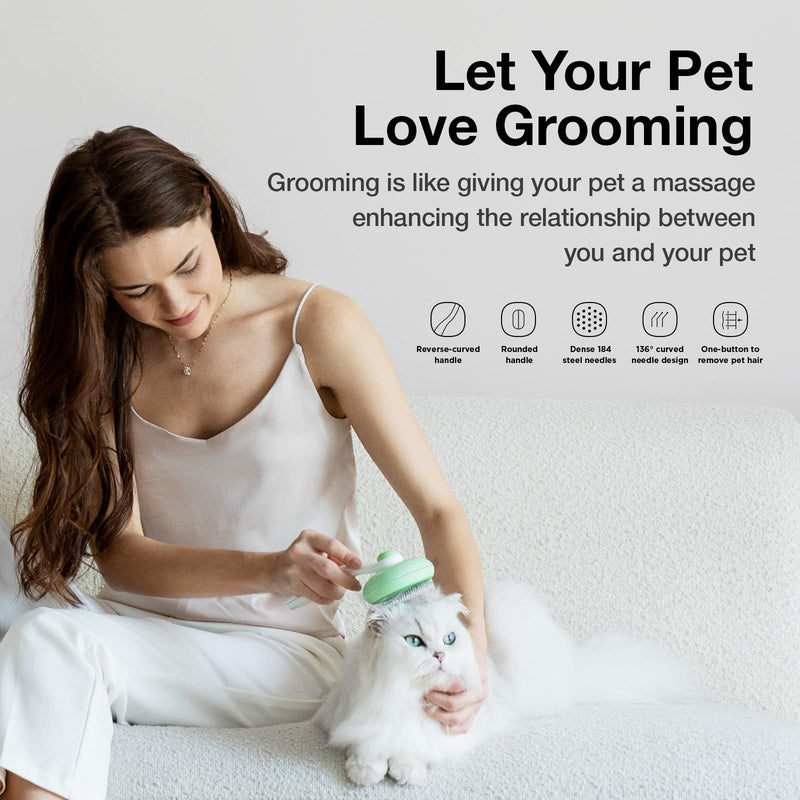 Cat Brush for Shedding, Pet Grooming Self Cleaning Slicker Brush for Cats & Dogs, Cat Deshedding Brush Easily Removes Tangles Hair and Loose Undercoat, Mats Tangled Hair Shedding Brush (Green) Green - BeesActive Australia