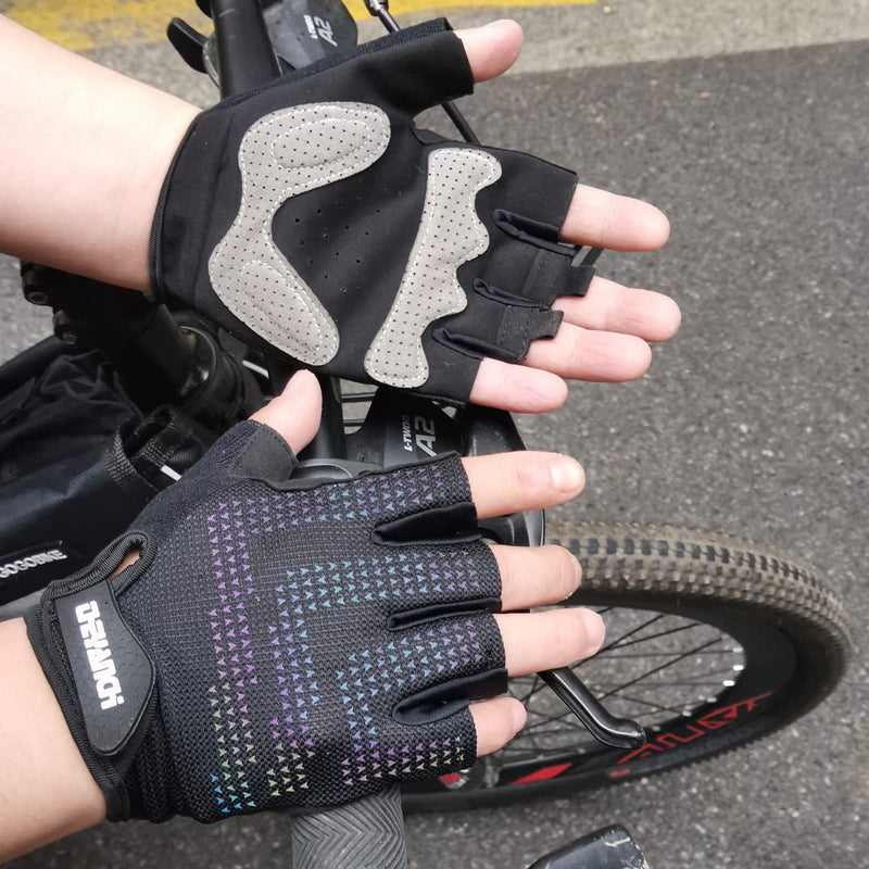 LJCUTE Fingerless Fishing Gloves for Men Women, Wear-Resistant & Breathable Gym Workout Gloves for Exercise, Fitness, Training, Kayaking, Sailing, Cycling, Bike Medium Black - BeesActive Australia