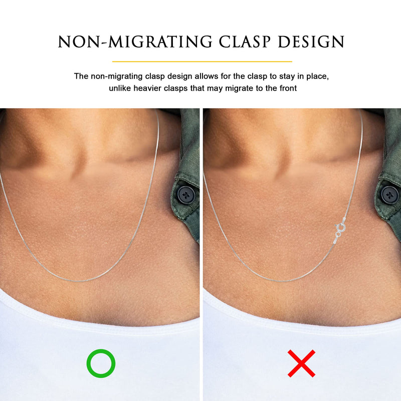 Sterling Silver Chain Necklace for Women Cable 1mm Tarnish Resistant Responsibly Sourced - Non-Migrating Clasp Design - Sterling Silver Chain Necklace - Italian Made in Italy - Quality Durable Sturdy 1mm Chain for Women - Quality Gift Box - 925 Sterlin... - BeesActive Australia