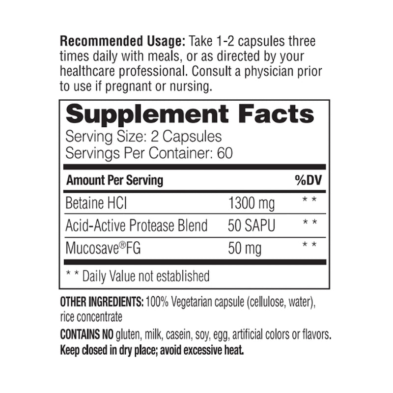 ENZYMEDICA - Betaine HCI (120 Capsules) | Digestive Support Enzyme Supplement | Acid Active Protease Digestive Enzyme Blend for Acid Reflux and Indigestion, Nutrient Supplements, Gut Health Supplement 120 Count (Pack of 1) - BeesActive Australia