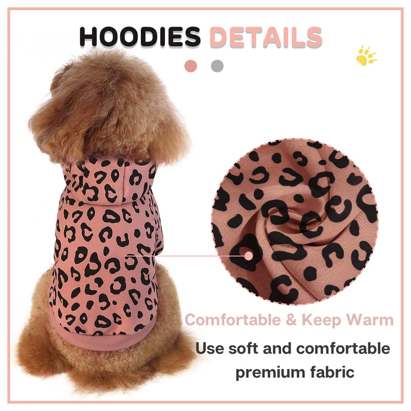 SETSBO Dog Leopard Hooded Sweatshirt with Hat, Dogs Clothes Lightweight Puppy Hoodie for Small Dog Cat, Doggy Hoody Outfits Cat Apparel Pink leopard hoodies X-Large - BeesActive Australia
