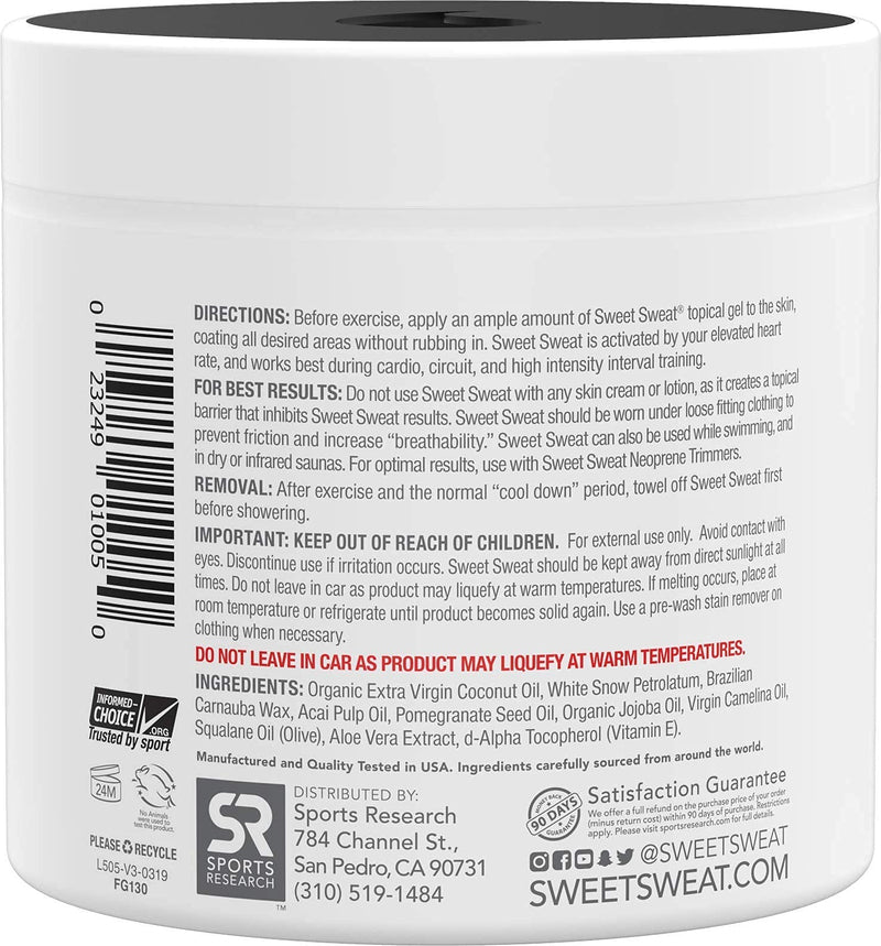 Sweet Sweat 'Workout Enhancer' Gel - Maximize your Exercise & Sweat Faster - 13.5oz Jar (Coconut Scent) Coconut - BeesActive Australia