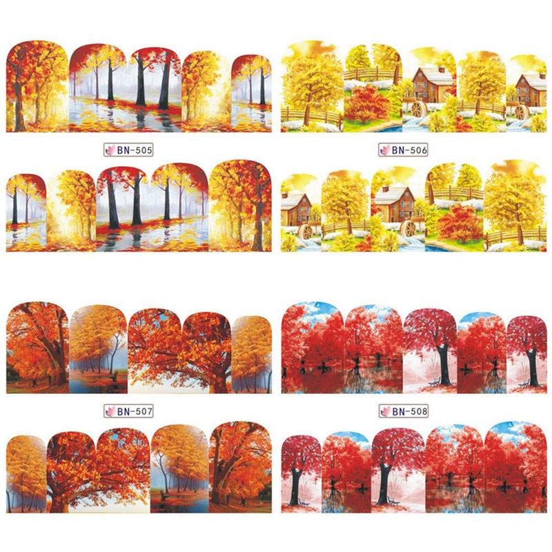 Fall Nail Stickers Nail Art Stickers Decals Thanksgiving Nail Stickers Nail Accessories Decorations Supplies Nail Art Stickers Autumn Maple Lovely Squirrel Water Decals Set Designs Manicure 12 Pcs - BeesActive Australia