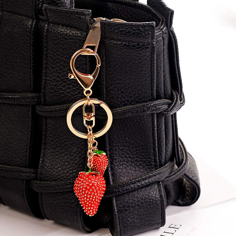 Grtdrm Lovely Fruits Shape Crystal Rhinestone Sparkling Keychain Bag Pendant Handbag Charm for Women Girls - BeesActive Australia