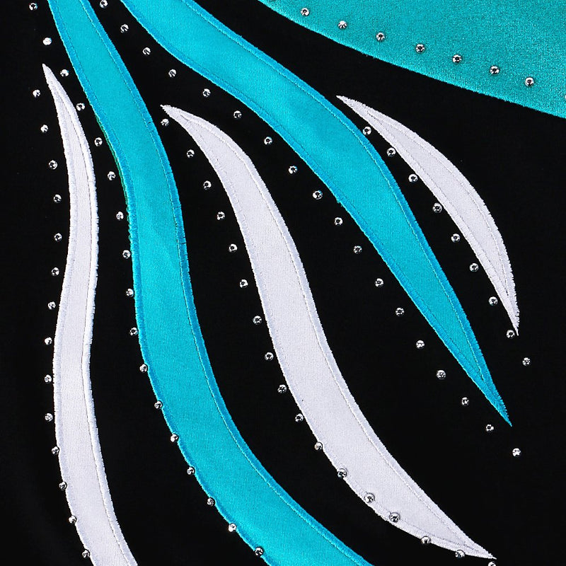 [AUSTRALIA] - Leotards Girls Gymnastics Embroidery Shiny Aqua Rose Diamond Dance Clothes 9-10 Years Black Blue 