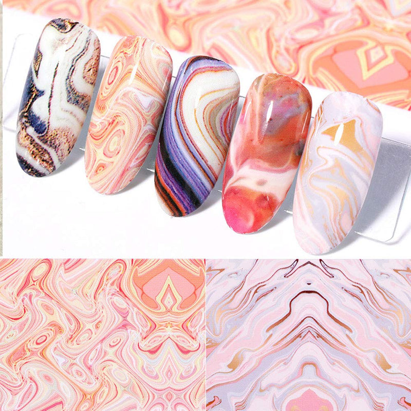 Nail Art DIY Sticker Tip 3D Marble Pattern Design Craft Decals Manicure Foil Tips 20 Sheets Nail Art Kit Nail Art Decals Nail Art Decor - BeesActive Australia