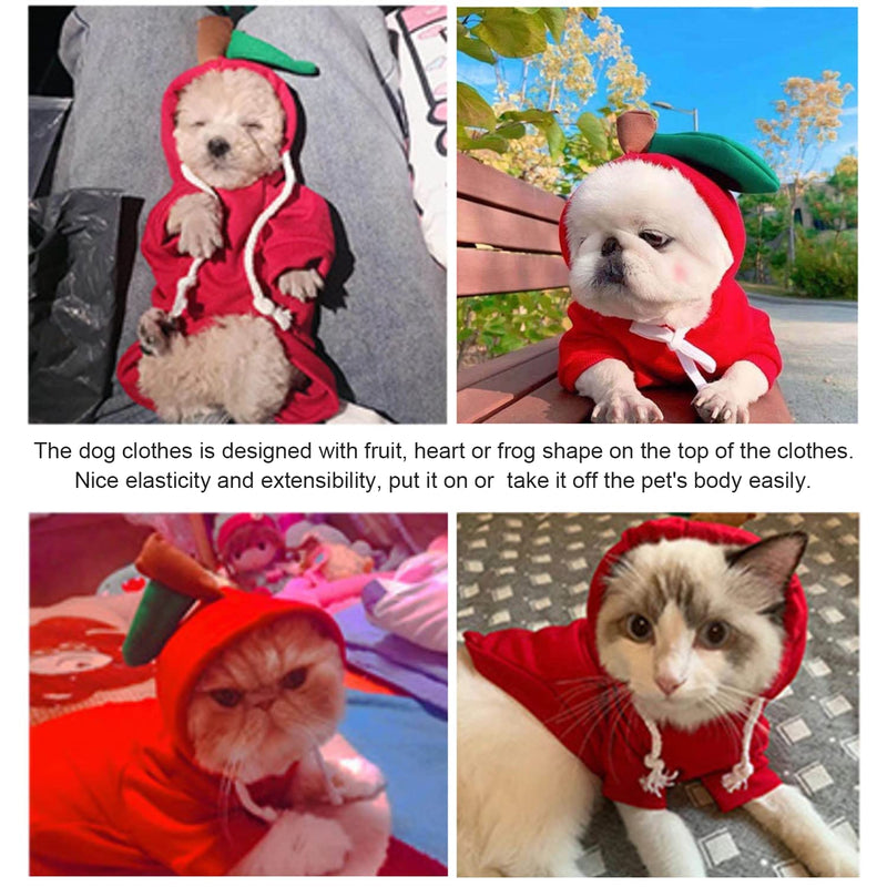 Pet Clothes Dogs Hoodie Sweatshirt - Fruit Shape Cold Weather Clothes Costume Outfit for Puppy Cats Small MediumDog Red Apple Medium - BeesActive Australia