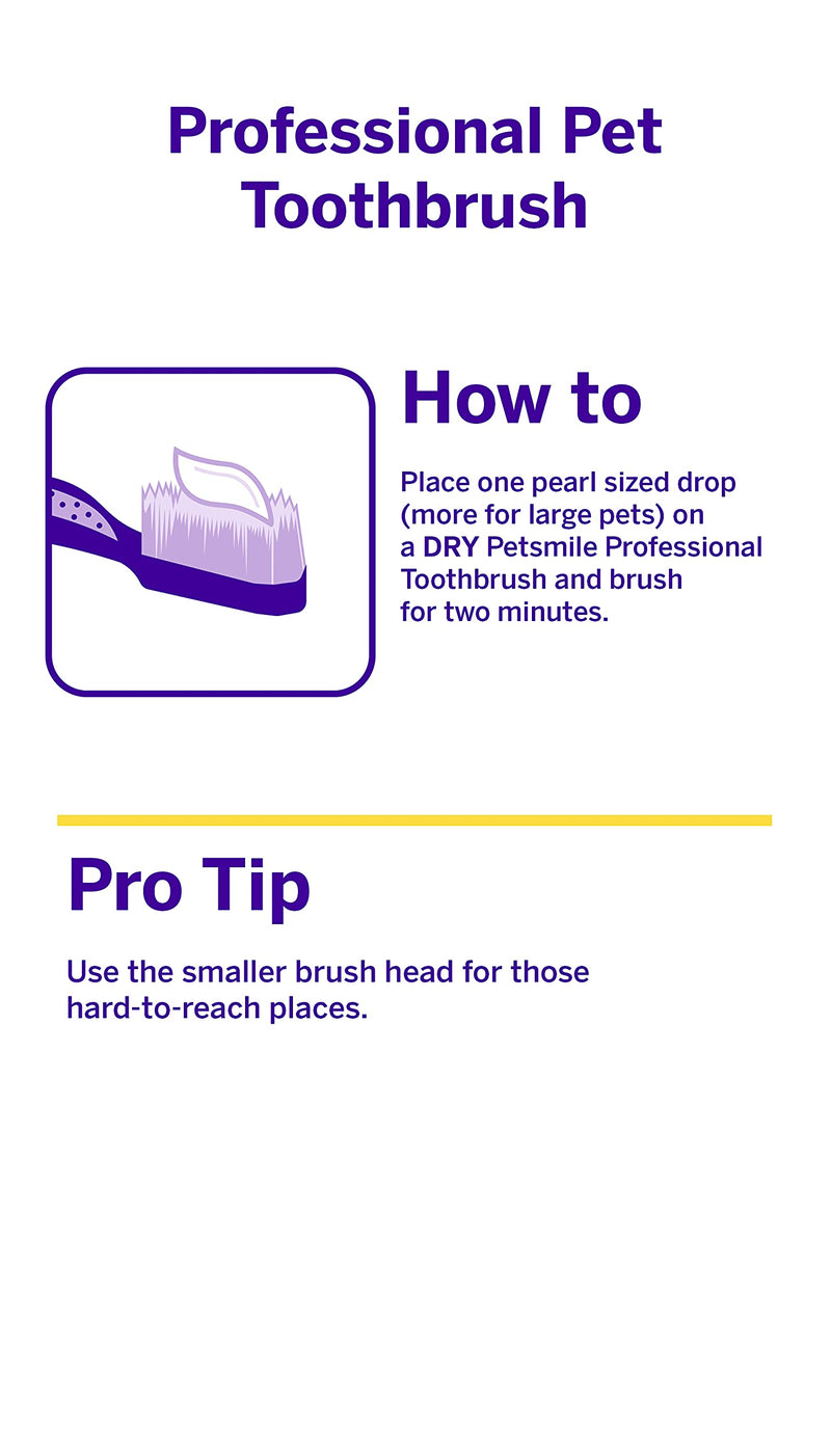 Petsmile Professional Dog Toothbrush | Patented 45° Bristles Dual-Ended Dental Brush Head Cleans Teeth for Small and Large Pets | Promotes Healthy Gums and Oral Hygiene | VOHC Approved Brand - BeesActive Australia
