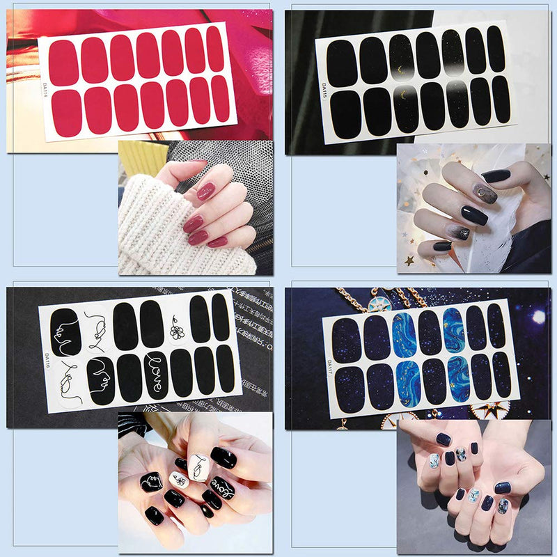 SILPECWEE 14 Sheets Adhesive Nail Polish Strips Stickers Marbling and 1Pc Nail File Gradient Nail Wraps Decals Tips Manicure Kit for Women NO1 - BeesActive Australia