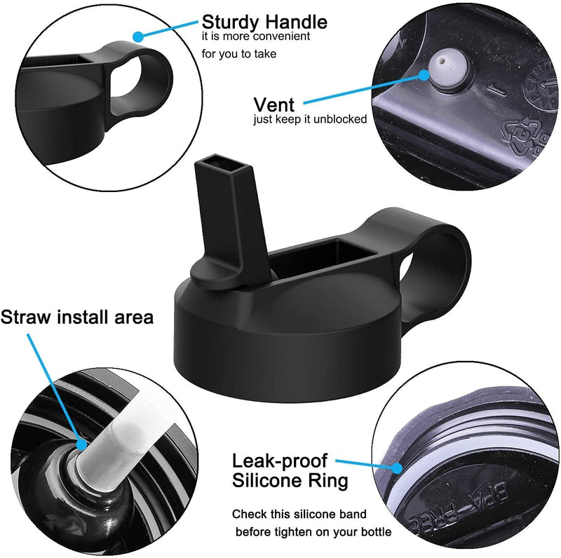 The Mass Wide Mouth Straw Lid Compatibility Most Sports Water Bottle (Black) - BeesActive Australia
