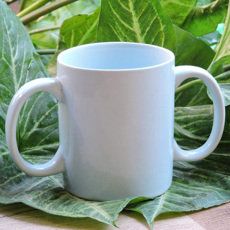 Dual Handle Mug | Two Handled Ceramic Drinking Mug for Secure Hold | 11.83 Fl. Oz. (350 Ml) - Blue - BeesActive Australia