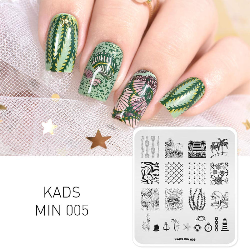 KADS 7 Pcs Nail Art Stamping Plates Flower Butterfly Ocean Star Print Manicure Templates 7 Plates - BeesActive Australia
