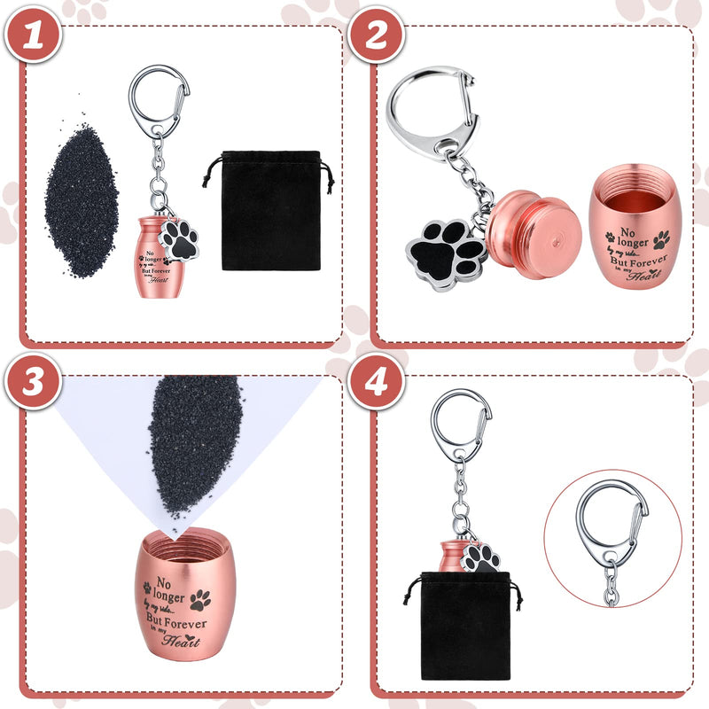 Tudomro Cylinder Cremation Urn Keychain Memorial Ashes Jewelry Pet Urns for Dogs Ashes Pet Cremation Jewelry Dog Ashes Keepsake Stainless Steel Pet Puppy Dog Paw Charm with Storage Bag for Memorial Pink - BeesActive Australia