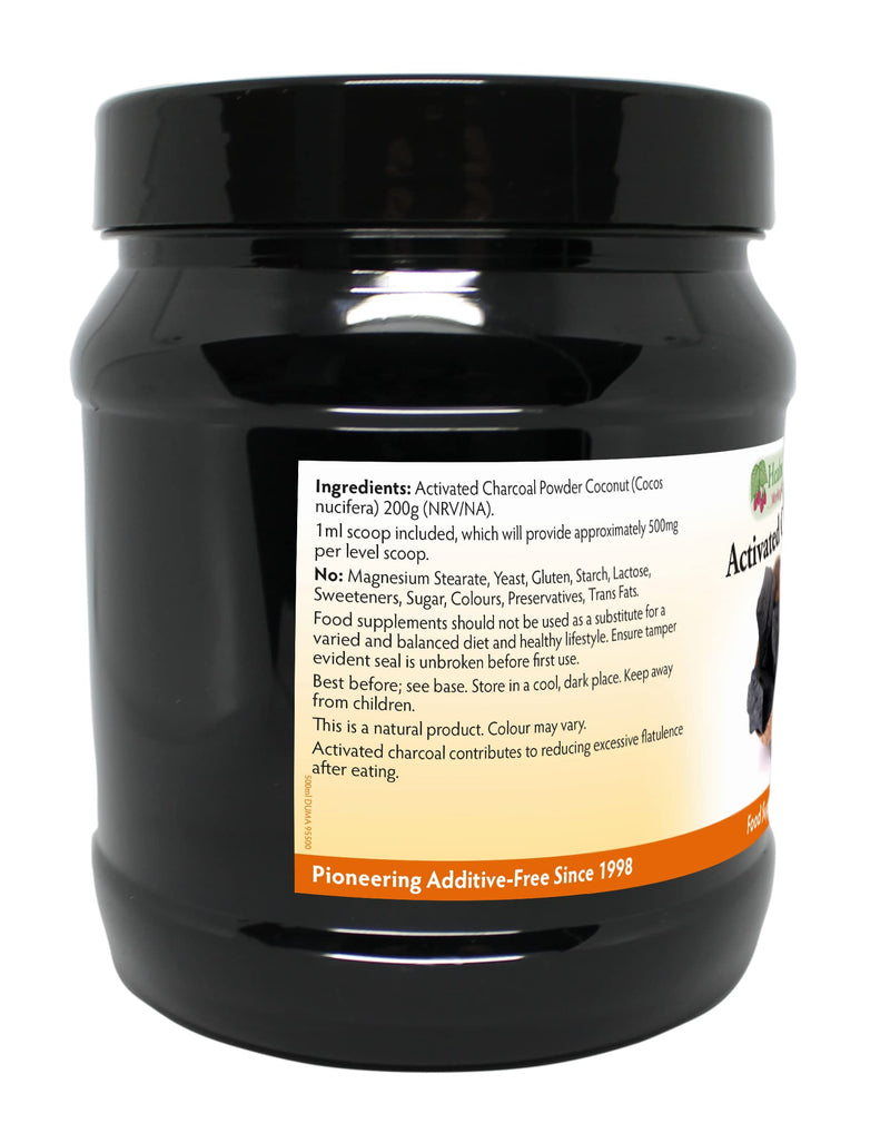 Activated Charcoal Powder 200g (Cocos nucifera), Food Grade, 100% Natural, for Teeth whitening, Toothpaste & More, Made from Coconut Shells, Made in Wales - BeesActive Australia