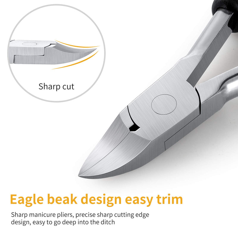 Toenail Clippers, Medical Grade Toe nail Trimmer, Nail Clippers for Thick Nails or Ingrown Nails, Stainless Steel Sharp Pedicure Toenail Cutters, with Easy-to-Grip Rubber Handle (Black). - BeesActive Australia